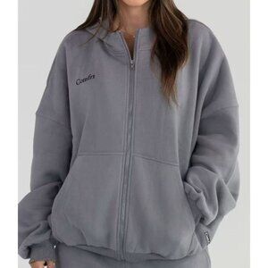 Comfrt Cloud Zip Hoodie Top Women Size Medium NWT Oversized Fit Loungewear